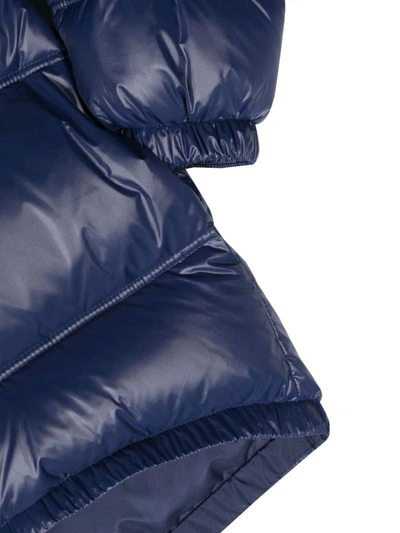 Versace Logo-embroidered Padded Jacket In Blue