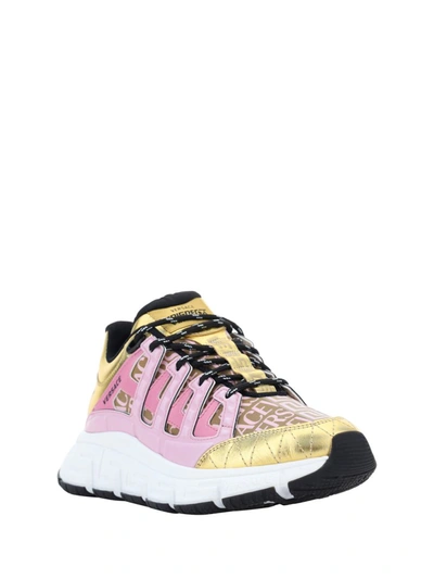 Shop Versace Sneakers In Oro+baby Pink+nero