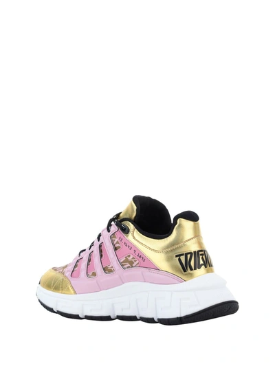 Shop Versace Sneakers In Oro+baby Pink+nero