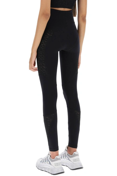 Shop Versace Sports Leggings With Lettering In Black