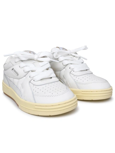 Shop Palm Angels White Leather Sneakers