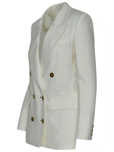 Shop Max Mara White Linen Verace Blazer Jacket