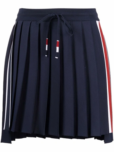 Shop Thom Browne Mini Dropped Back Pleated Skirt Clothing In 415 Navy