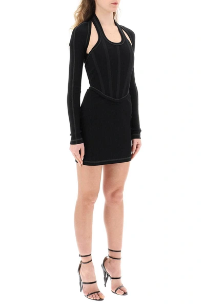 Shop Dion Lee Modular Corset Minidress In Cotton Rib In Black