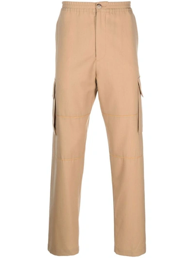 Shop Marni Straight-leg Cargo Trousers In Beige