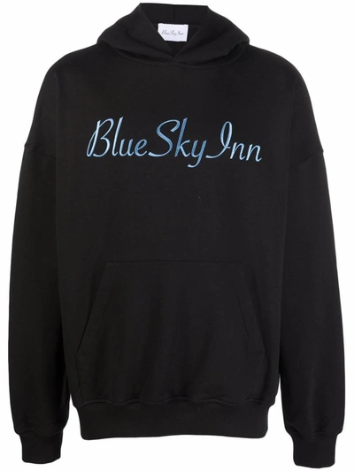 Shop Blue Sky Inn Cotton Logo Hoodie In Black