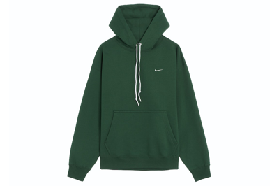 Pre-owned Nike Solo Swoosh Fleece Pullover Hoodie Fir/white