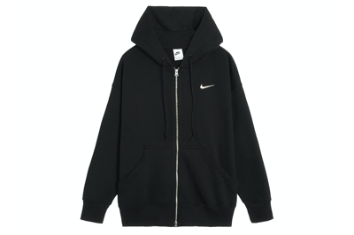 Pre-owned Nike Women's Phoenix Fleece Oversized Full-zip Hoodie Black