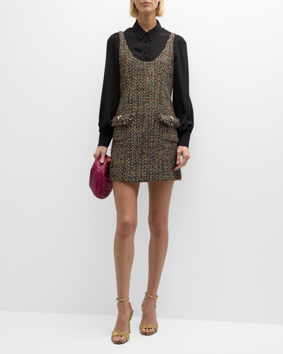 Shop Cinq À Sept Florianna Confetti Tweed Mini Dress In Black Multi