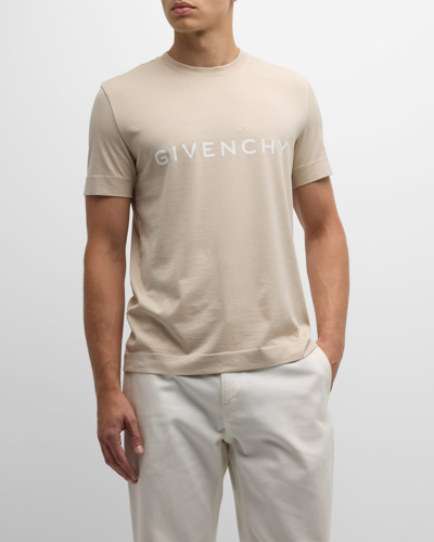 Shop Givenchy Men's Basic Logo Crew T-shirt In Clay