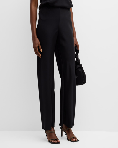 Shop Tse Cashmere High-rise Straight-leg Silk Pants In Black