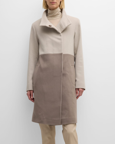 Shop Fleurette Harper Bi-color Wool Top Coat In Fawntaupe