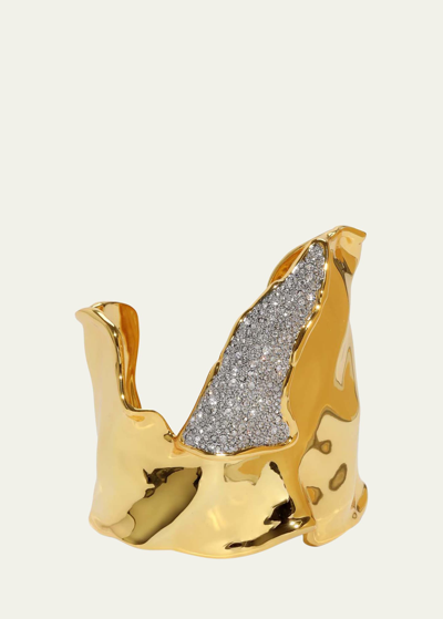 Shop Alexis Bittar Solanales Crystal Folded Cuff Bracelet In Gold