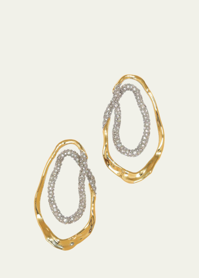 Shop Alexis Bittar Solanales Crystal Double Loop Earrings In Gold