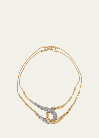 Shop Alexis Bittar Solanales Crystal Interlock Necklace In Gold