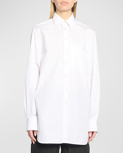 Shop Stella Mccartney Sheer Horse Back Poplin Shirt In 9000 Pure White