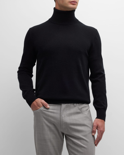 Shop Neiman Marcus Men's Cashmere Turtleneck Sweater In Black