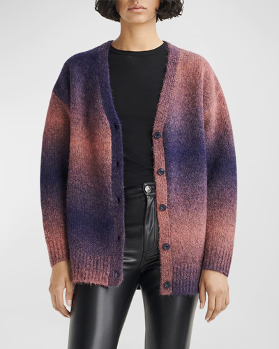 Shop Rag & Bone Holly Wool-blend Cardigan In Navymult