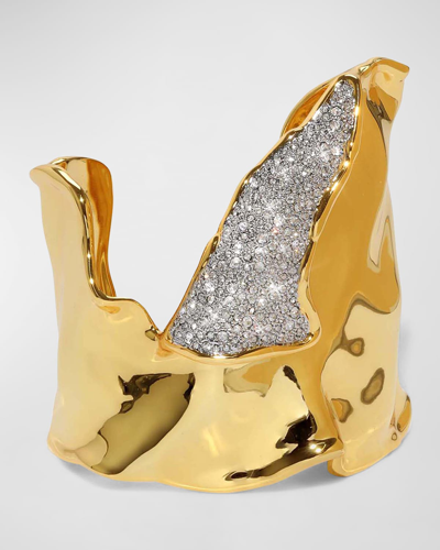 Shop Alexis Bittar Solanales Crystal Folded Cuff Bracelet In Gold