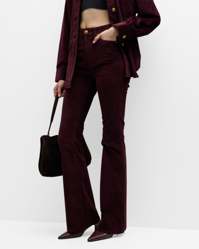 Shop Rag & Bone Casey Corduroy High Rise Flare Pants In Burgundy