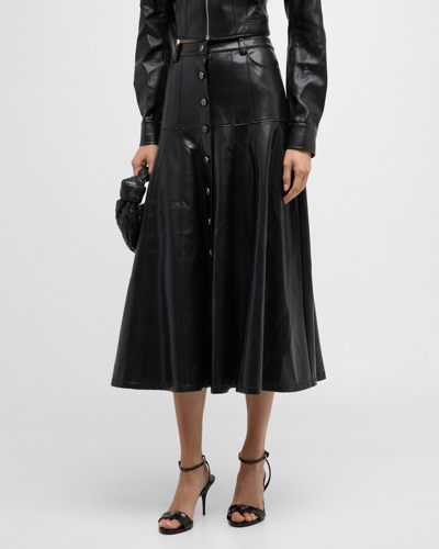 Shop Cinq À Sept Veena Vegan Leather Midi Skirt In Black