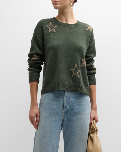 Shop Rails Perci Intarsia-knit Star Sweater In Olive Gold Stars