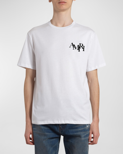 Shop Amiri Boy's Staggered Logo-print T-shirt In White