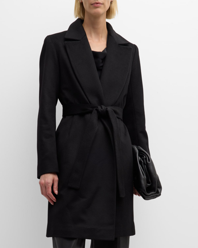 Shop Fleurette Monroe Cashmere Belted Wrap Coat In Black