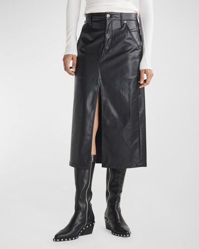 Shop Rag & Bone Sid Faux-leather Midi Skirt In Black