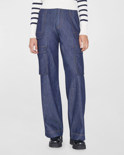 Shop Frame Relaxed Straight Cargo Jeans In Rinse