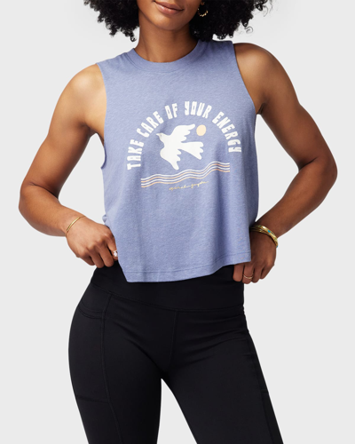 Shop Spiritual Gangster Take Care Of Your Energy Cropped Tank Top In Saltwater