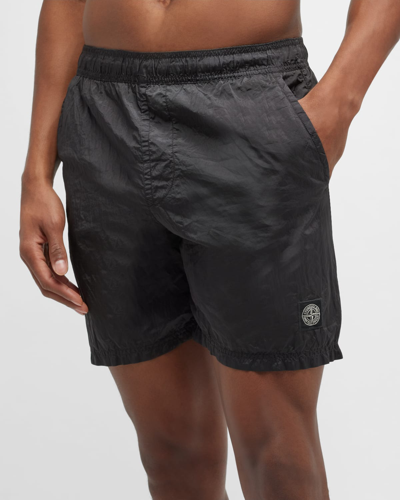 Shop Stone Island Men's Nylon Swim Shorts In Charcoal