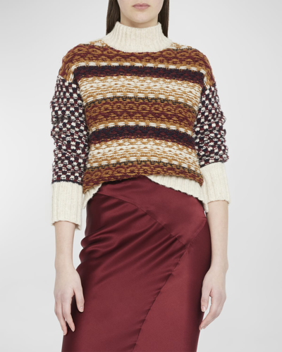 Shop Veronica Beard Clary Turtleneck Wool-blend Sweater In Multi