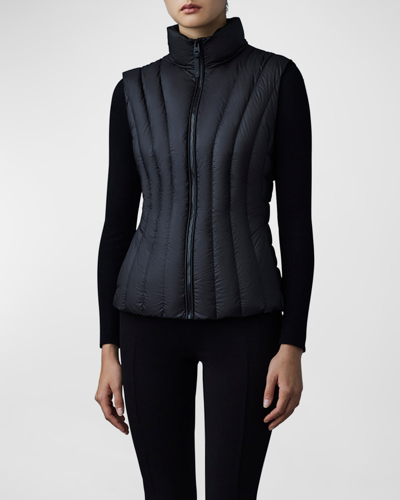 Shop Mackage Lilyan Light-down Vertical Quilted Puffer Vest In Black