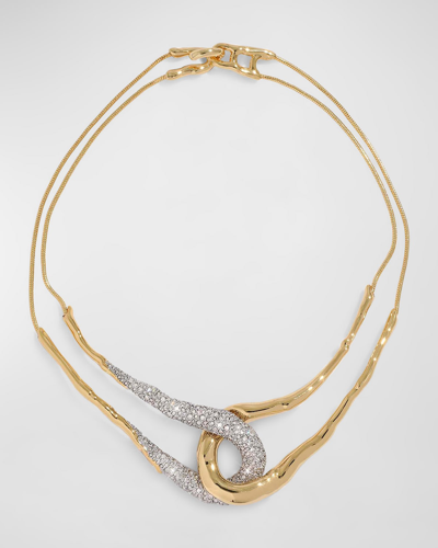 Shop Alexis Bittar Solanales Crystal Interlock Necklace In Gold