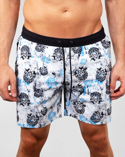 Shop Maceoo Men's Lion Swim Shorts In White