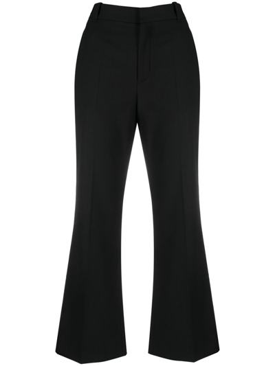 Shop Chloé Cropped Flared Trousers In Black