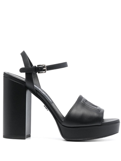 Shop Dolce & Gabbana Keira 115mm Leather Sandals In Black