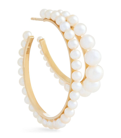 Shop Sophie Bille Brahe Yellow Gold And Pearl Boucle Perle Single Left Hoop Earring