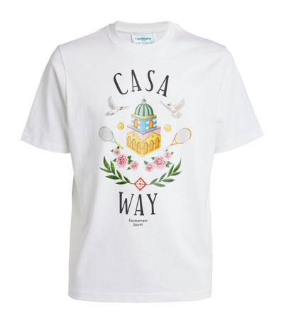 Shop Casablanca Organic Cotton Graphic Print T-shirt In White