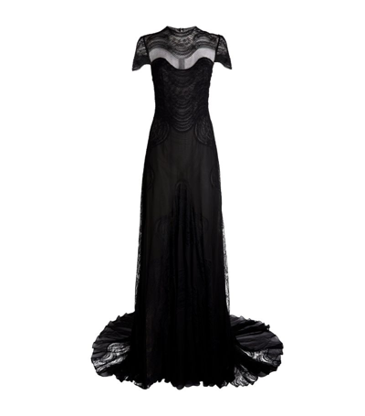 Shop Costarellos Lace Lollobrigida Gown In Black