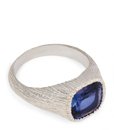 Shop Bleue Burnham Sterling Silver And Sapphire Nature's Smile Signet Ring