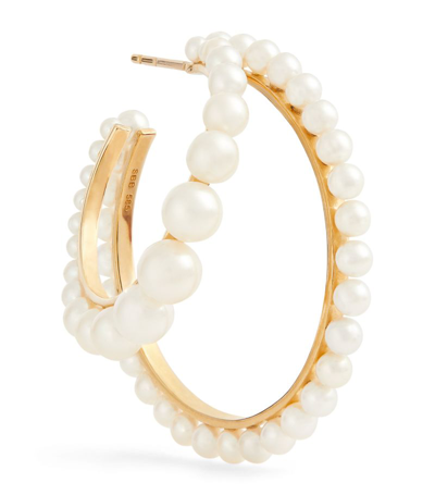 Shop Sophie Bille Brahe Yellow Gold And Pearl Boucle Perle Single Right Hoop Earring
