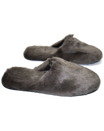 Shop Portolano Ladies Slippers In Fake Fur In Gray