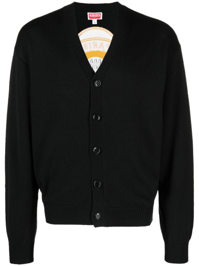 Shop Kenzo Tiger Academy Wool Blend Cardigan In Black