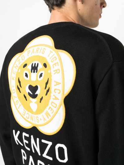 Shop Kenzo Tiger Academy Wool Blend Cardigan In Black