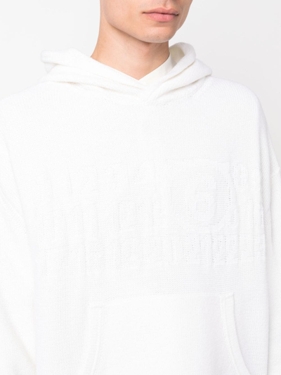 Shop Mm6 Maison Margiela Wool Knitted Hoodie In White