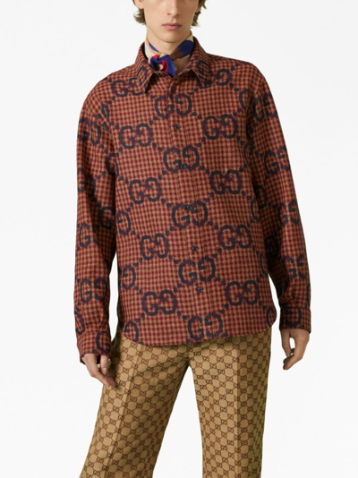 Gucci: Brown Maxi GG Shirt