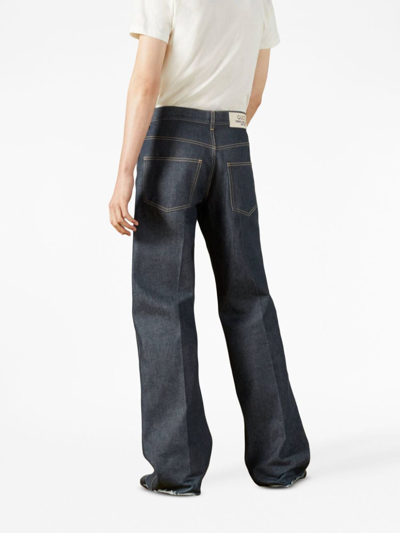 Shop Gucci Wide-leg Denim Jeans In Blue