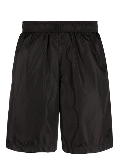 Shop Moncler Logo Swim Shorts In Black